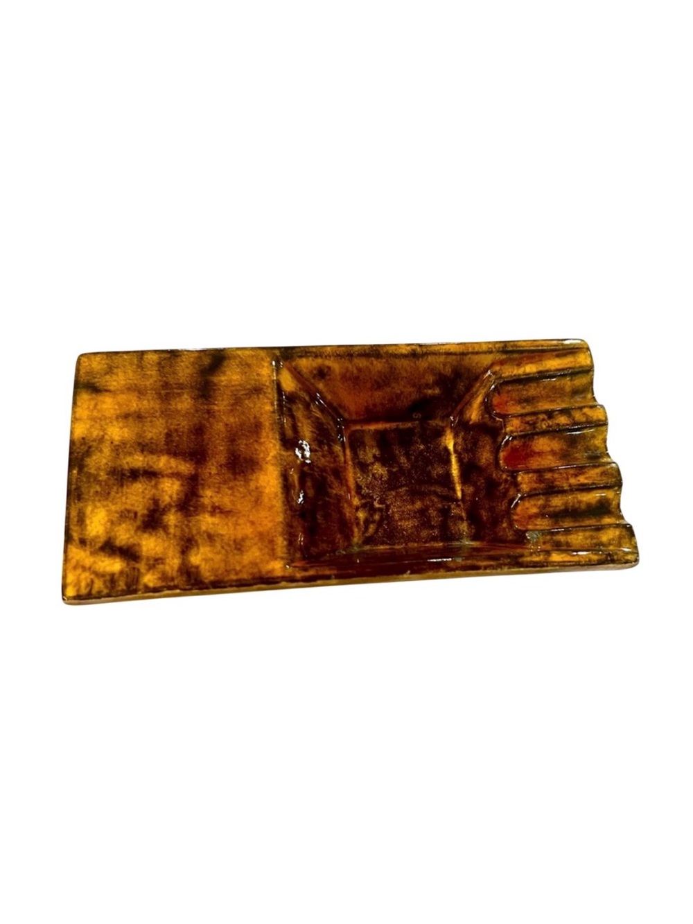 Vintage 1963 Studio Pottery Ashtray Signed ELL Mid Century